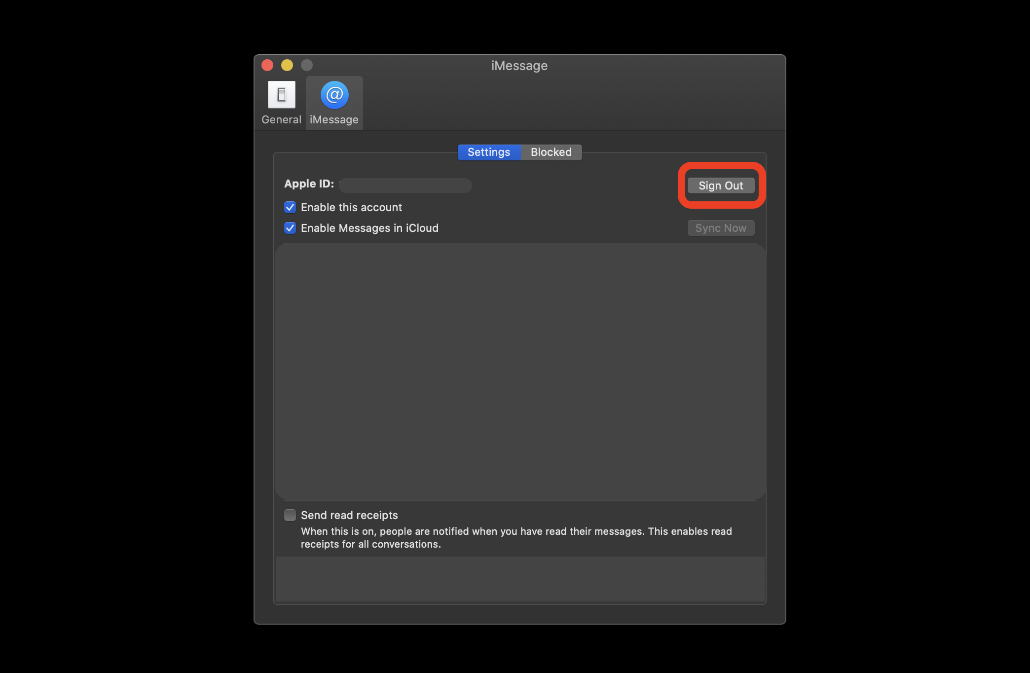 logout imessage mac