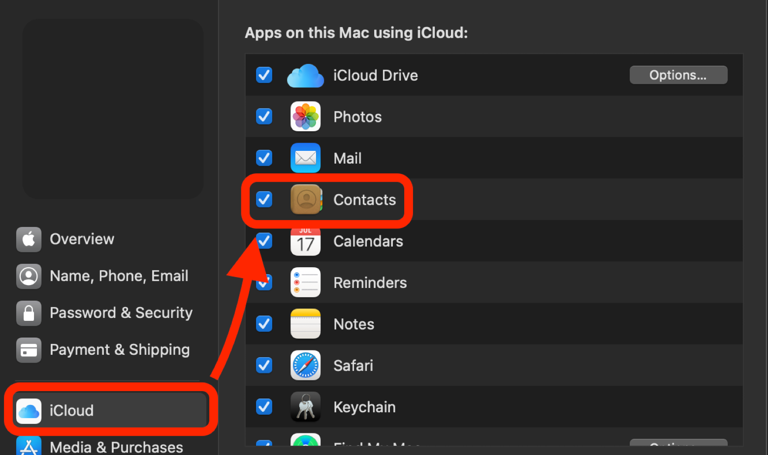 mac icloud contacts