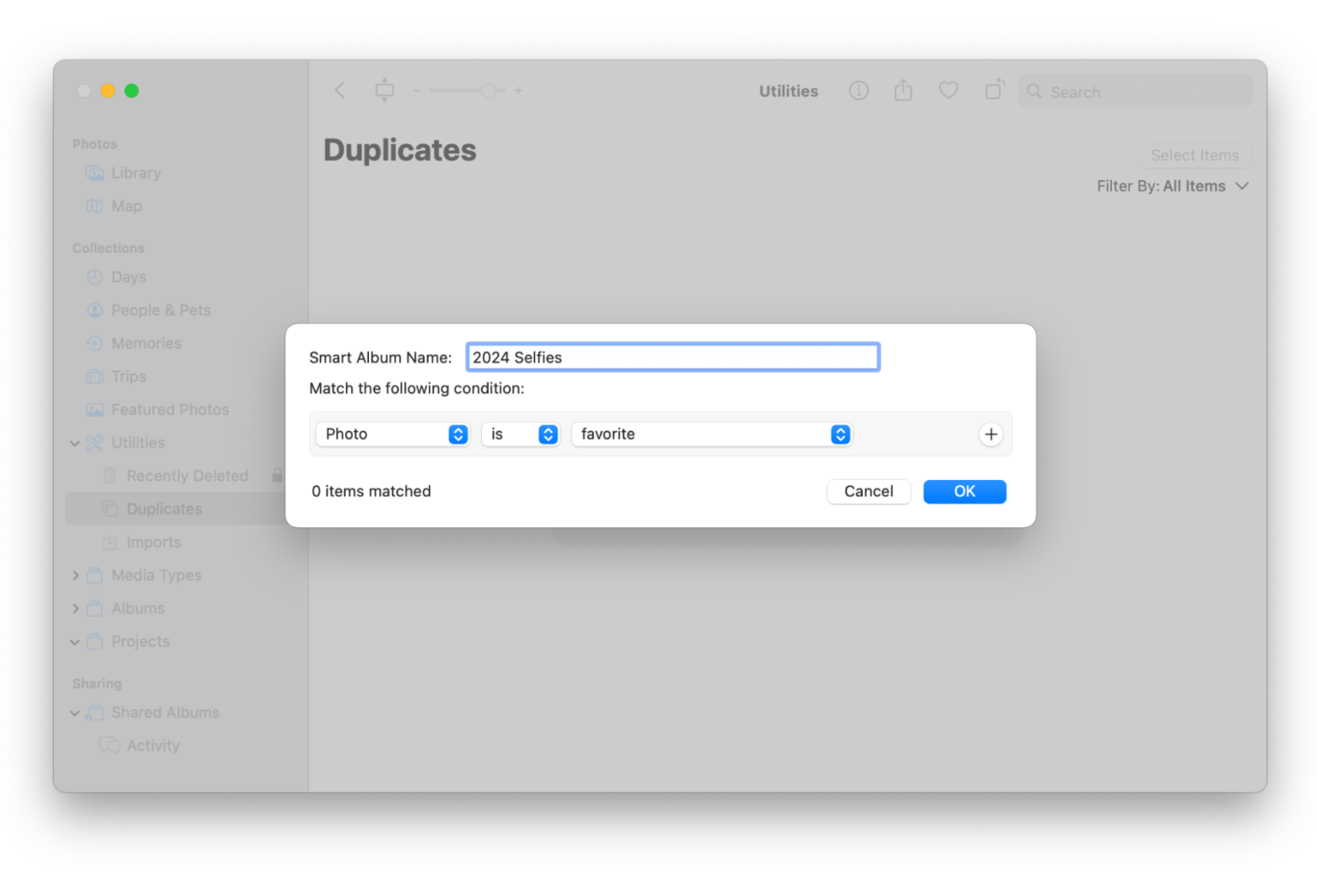 remove duplicates using Smart Albums