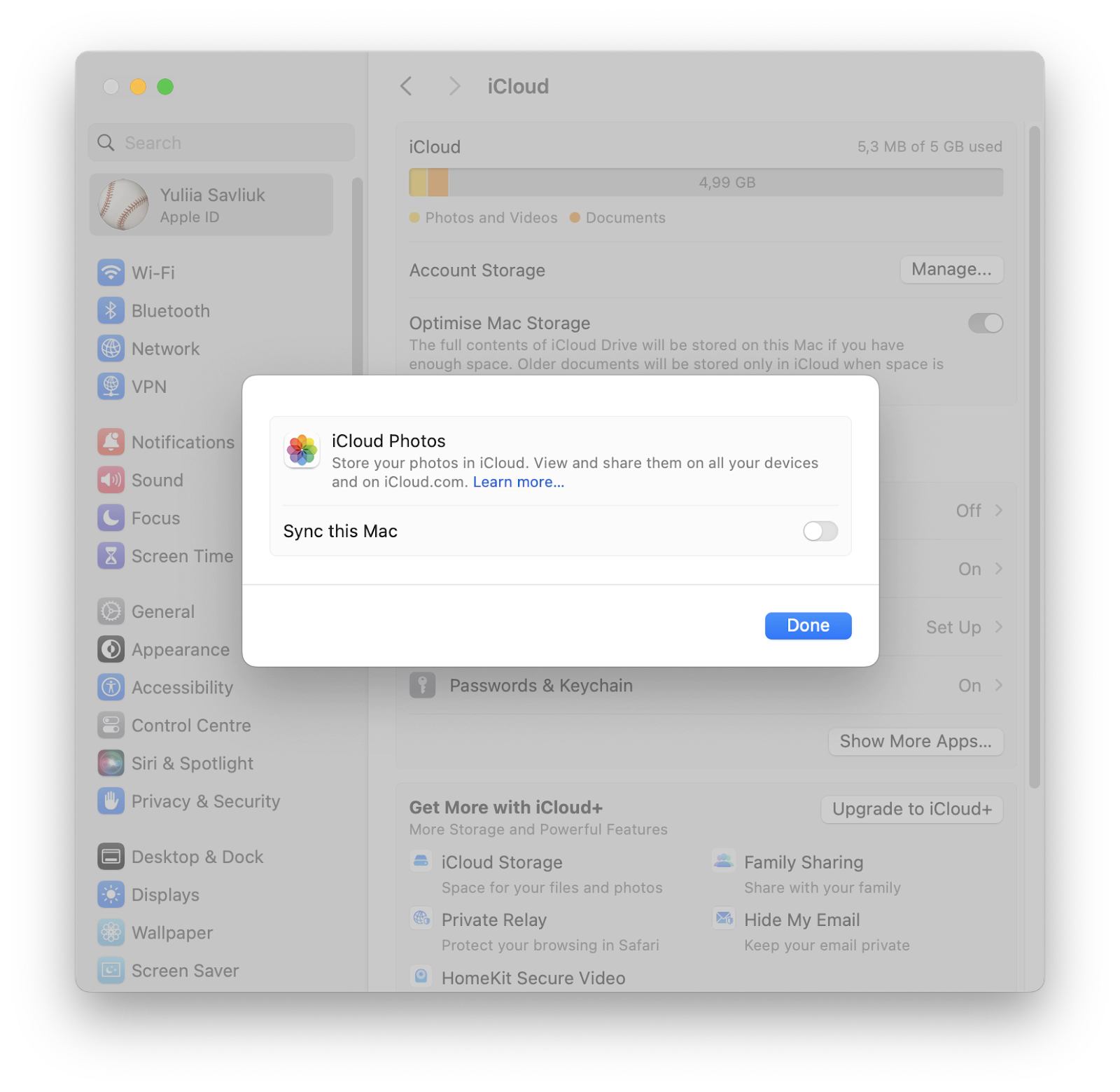 disconnect your Mac from iCloud