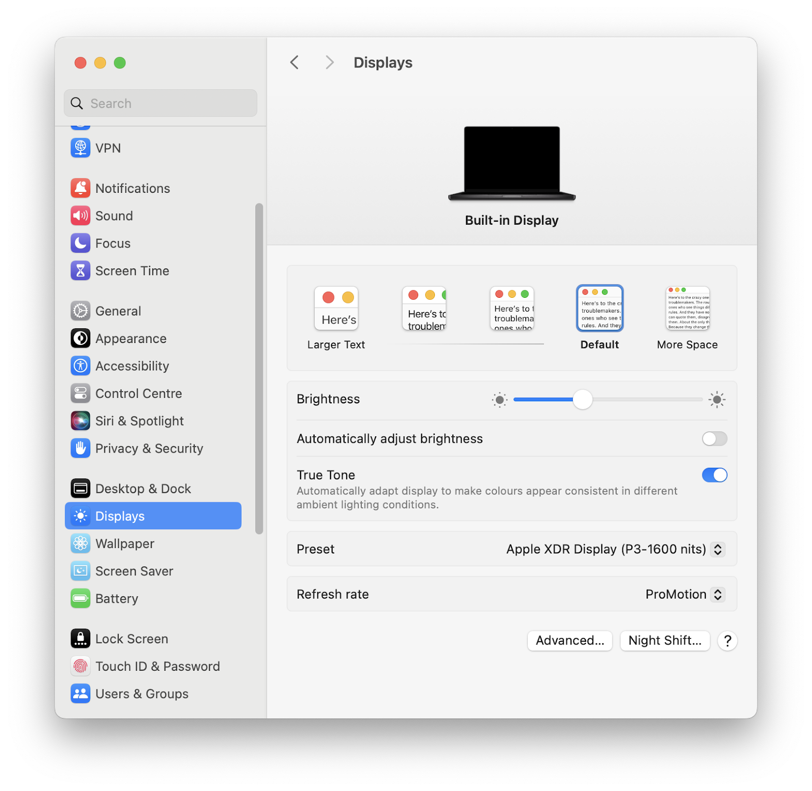 macbook reduce screen brightness