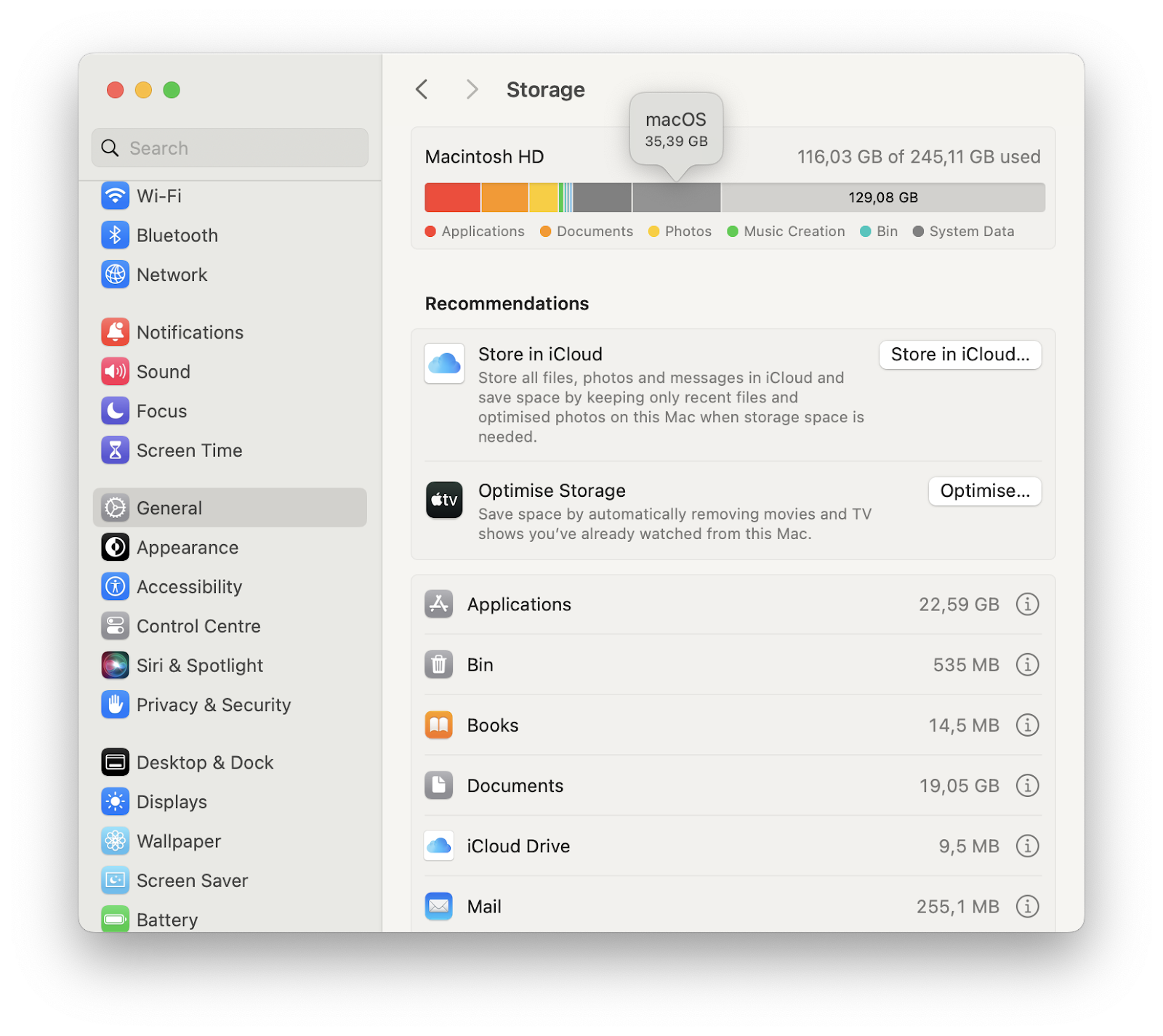 configuración de almacenamiento de macbook VER almacenamiento de macbook