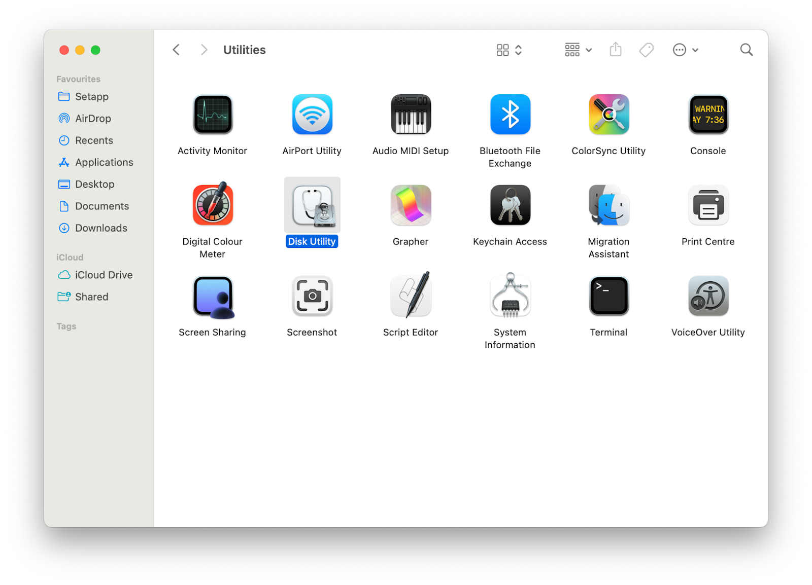 macbook utilities folder