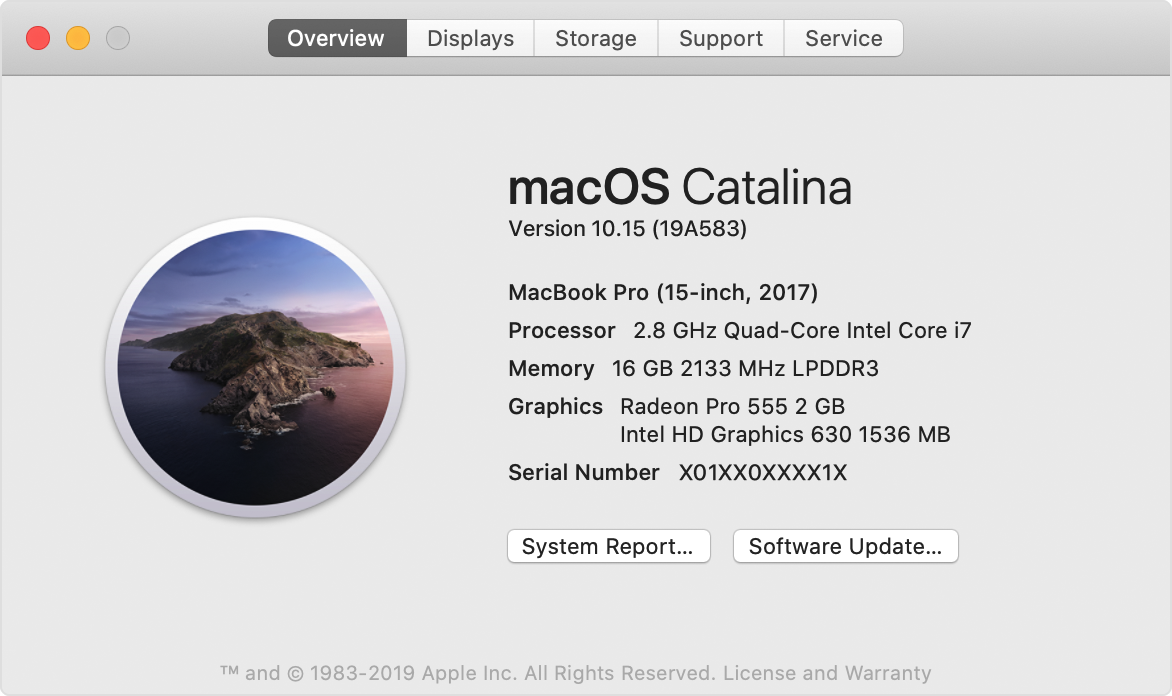 macOS Catalina about this Mac