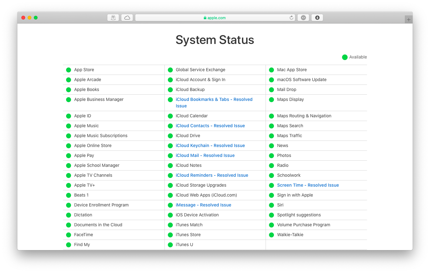 macOS software update system status