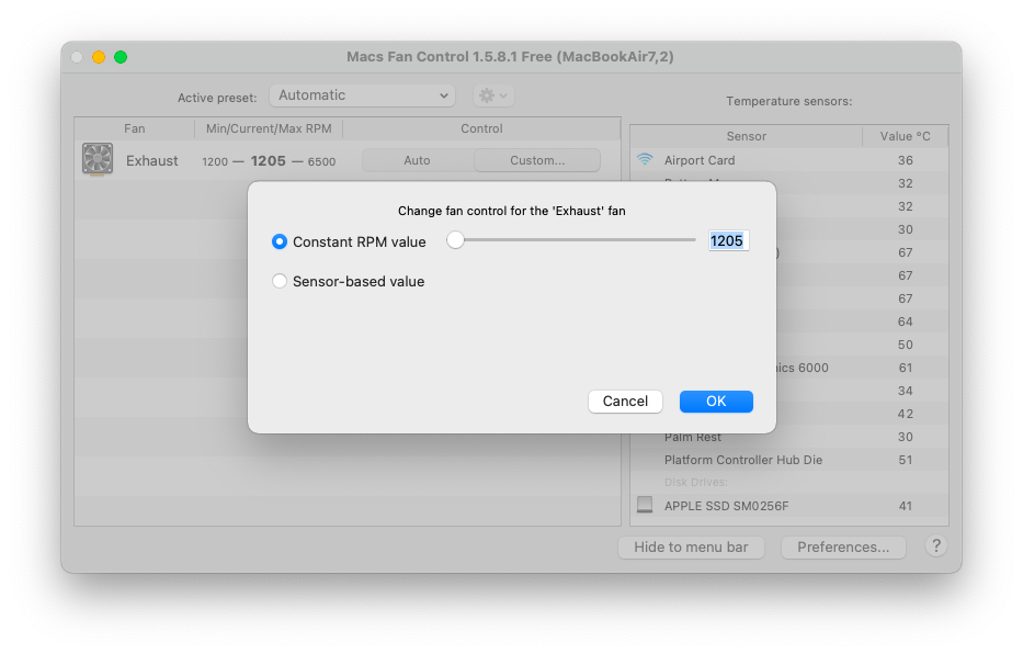 mac fan control app read only mode