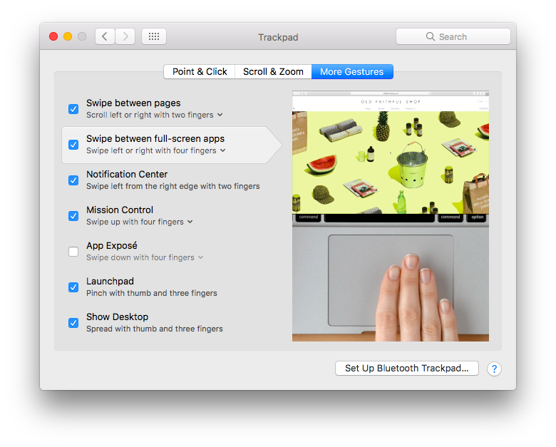 Set up trackpad gestures