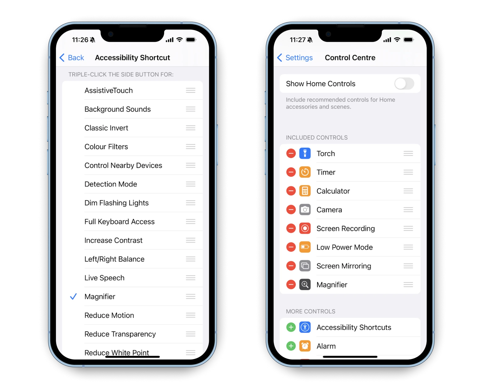 Magnifier settings on iOS