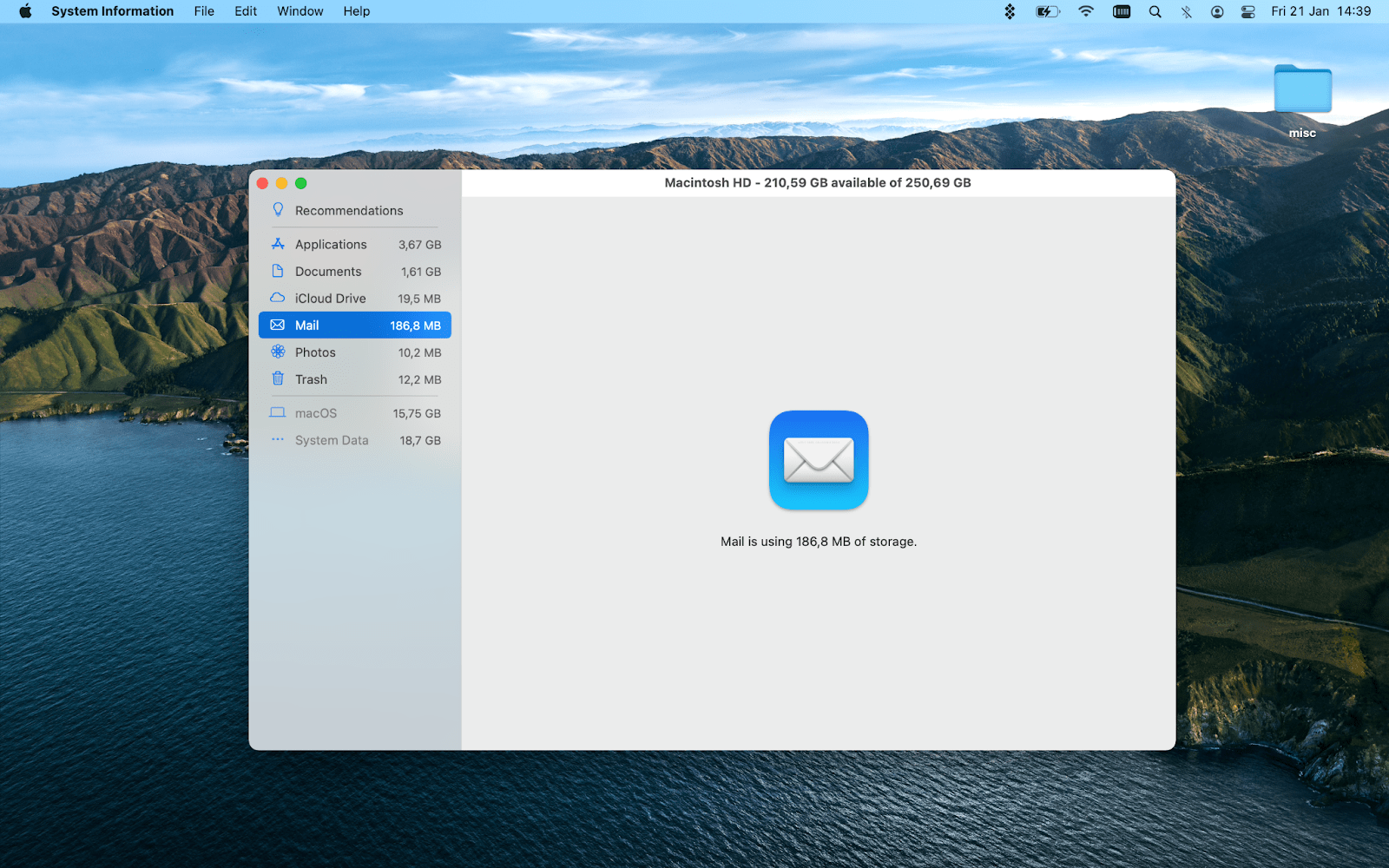 mac mail inbox empty but still using storage