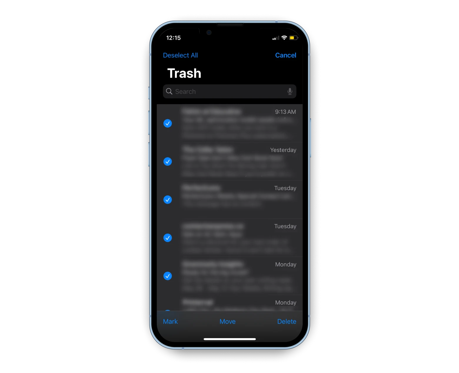 mail trash on iphone