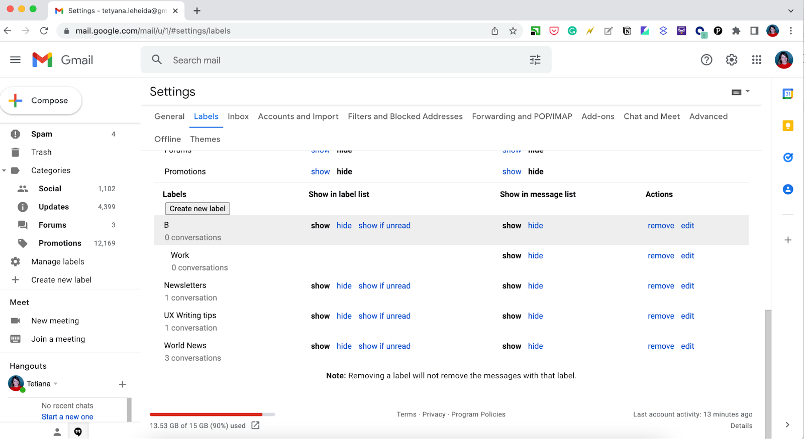 Change order of labels in gmail