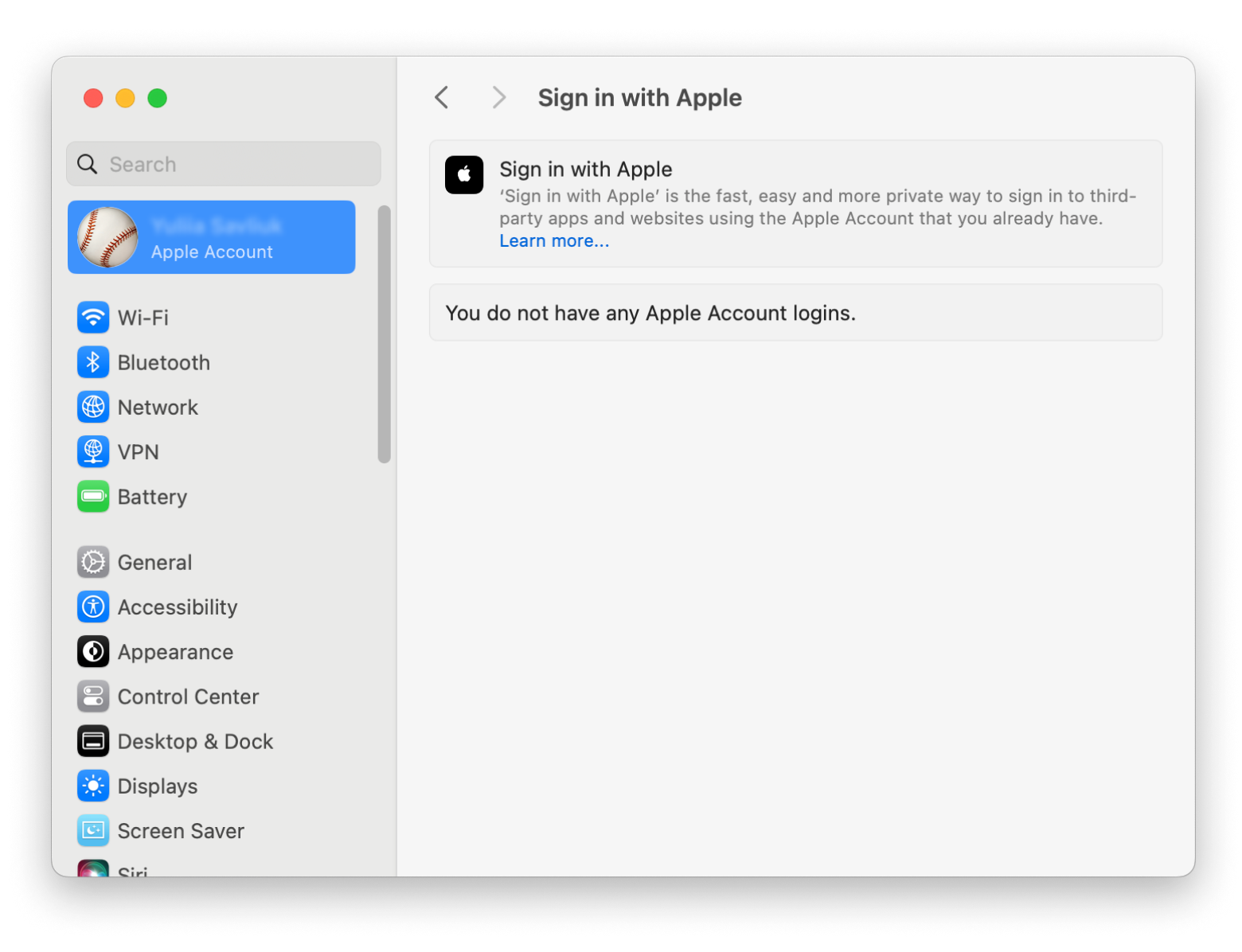 manage Sign in with Apple on a Mac