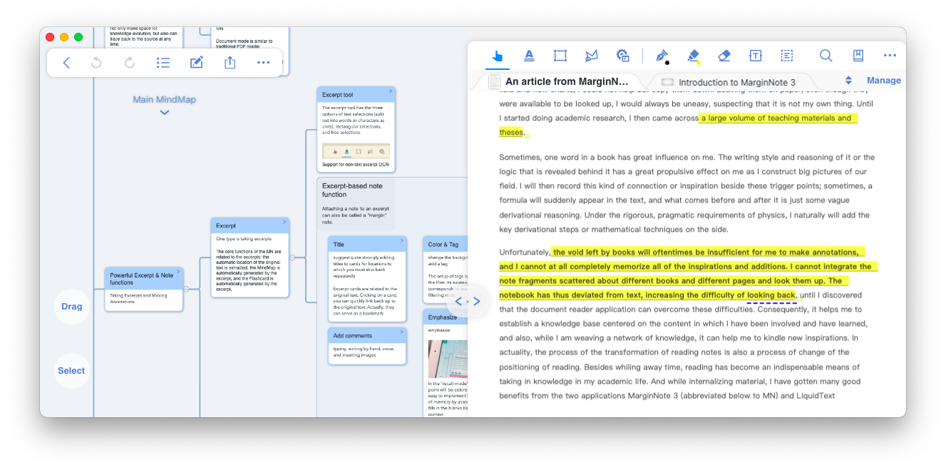 marginnote mind map research mac