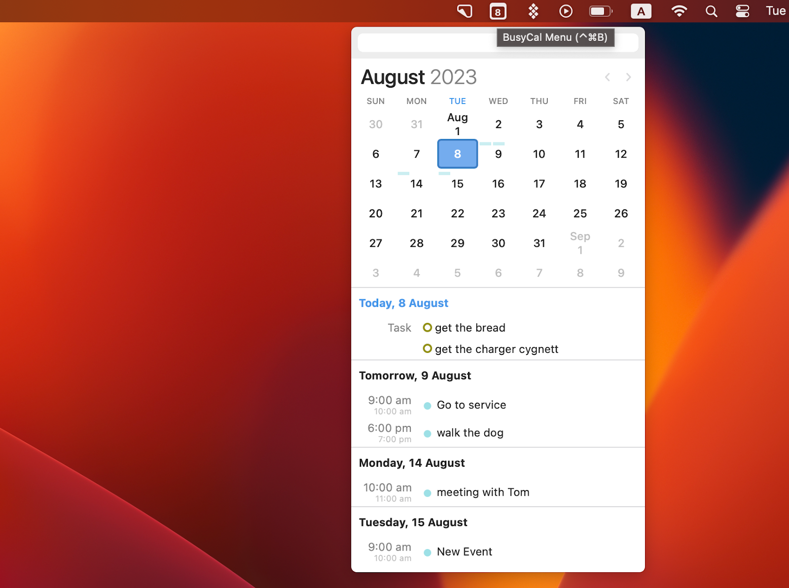 menubar calendar busycal