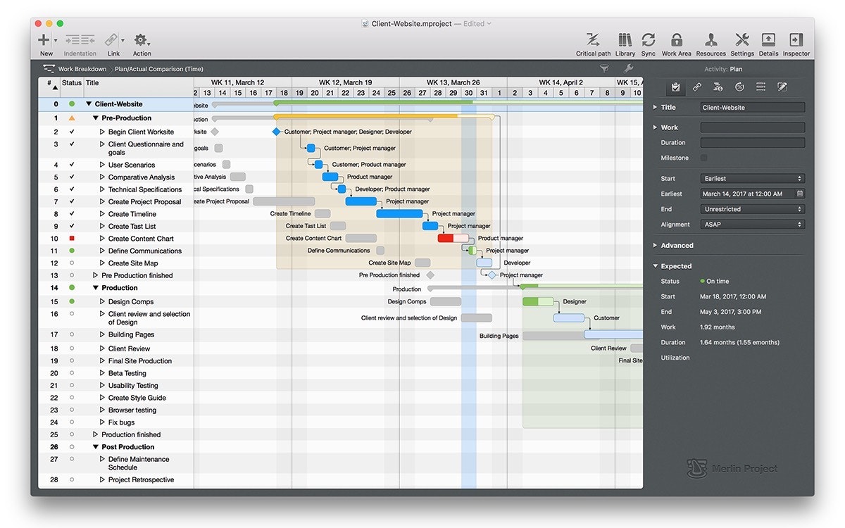 Merlin Project Express, the simple project management app