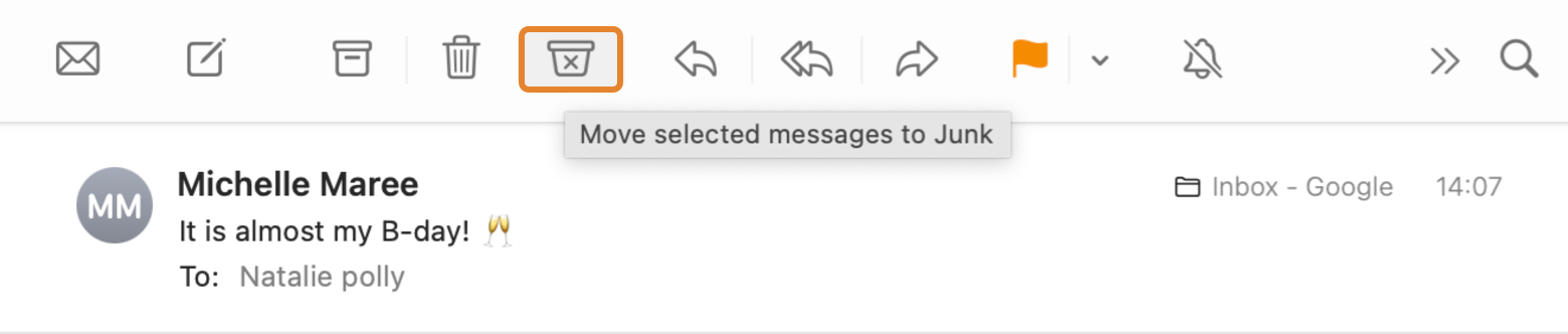 Move selected messages to Junk