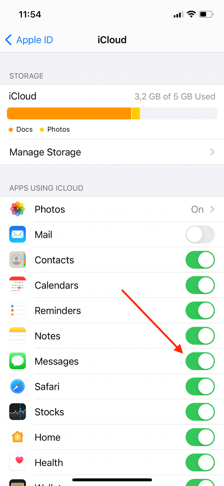 messages to icloud sync