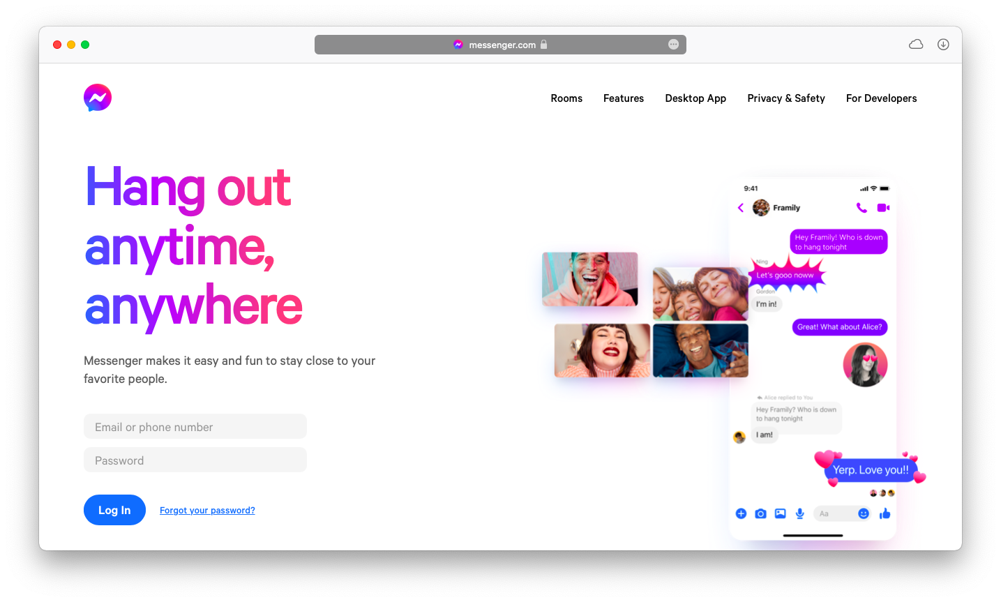 facebook messenger for mac email