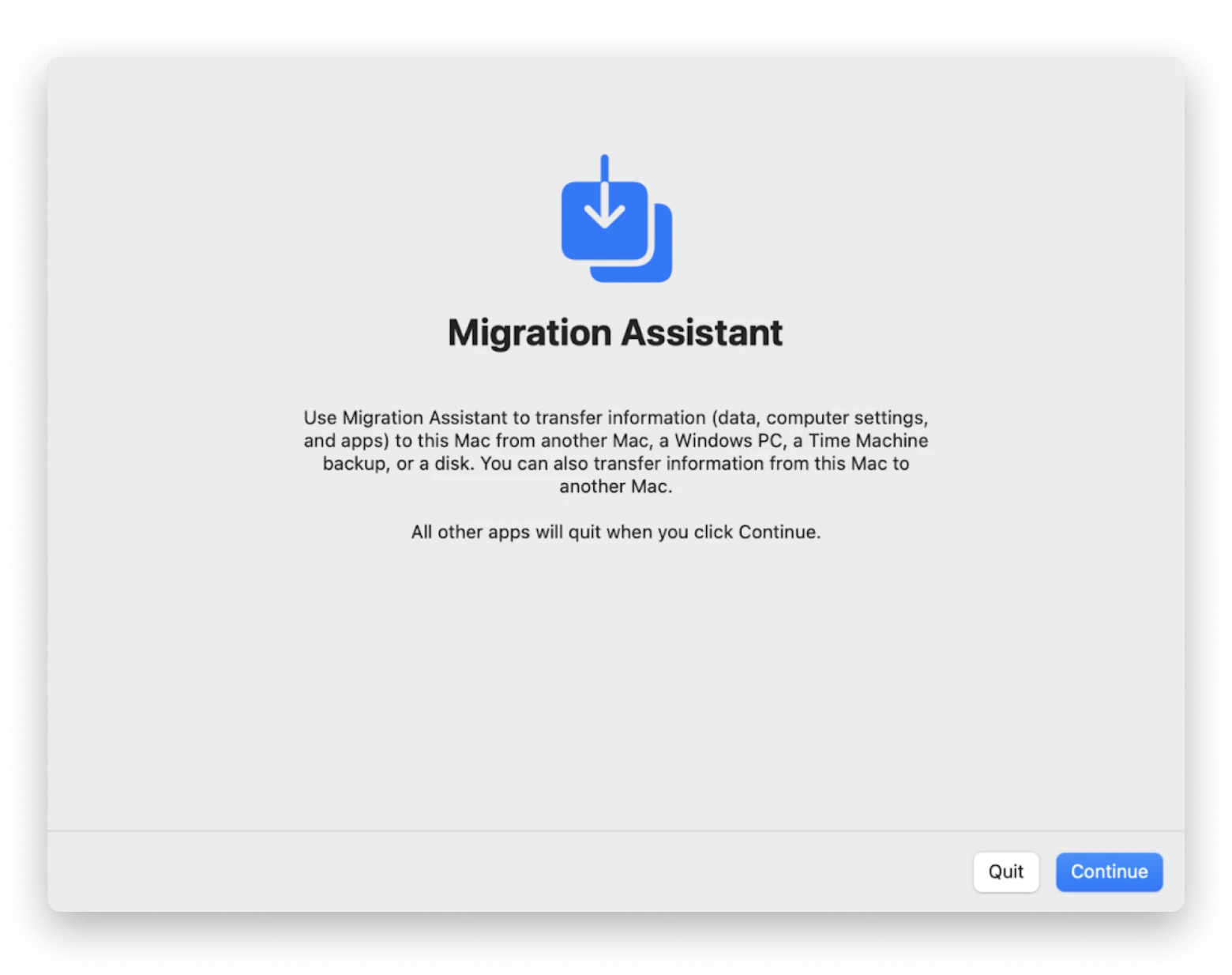 migration assistant restore mac