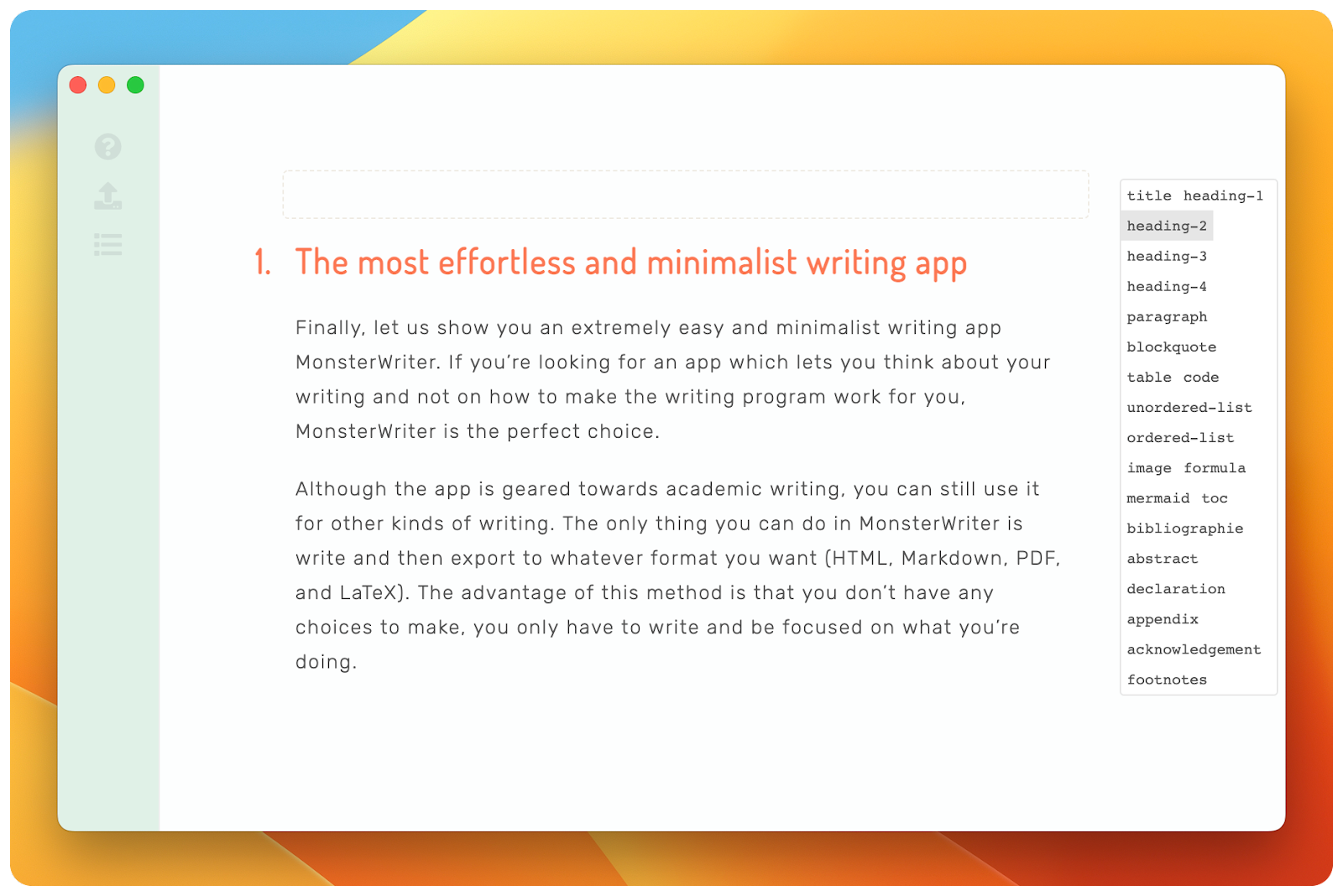 minimalist writing app