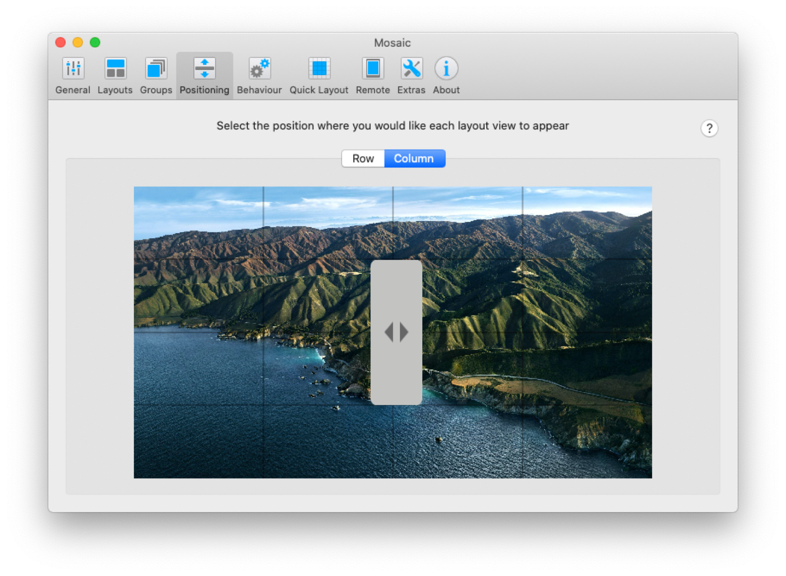 Mosaic layout Mac screen app window