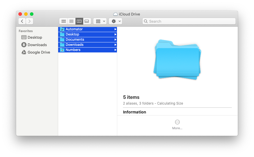 move folders iCloud drive Mac