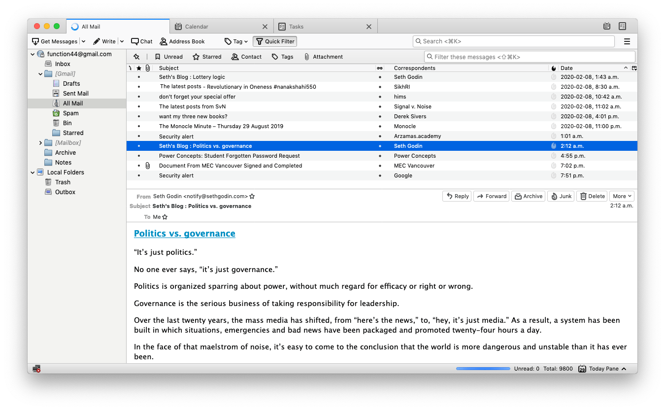 Mozilla Thunderbird email client Mac