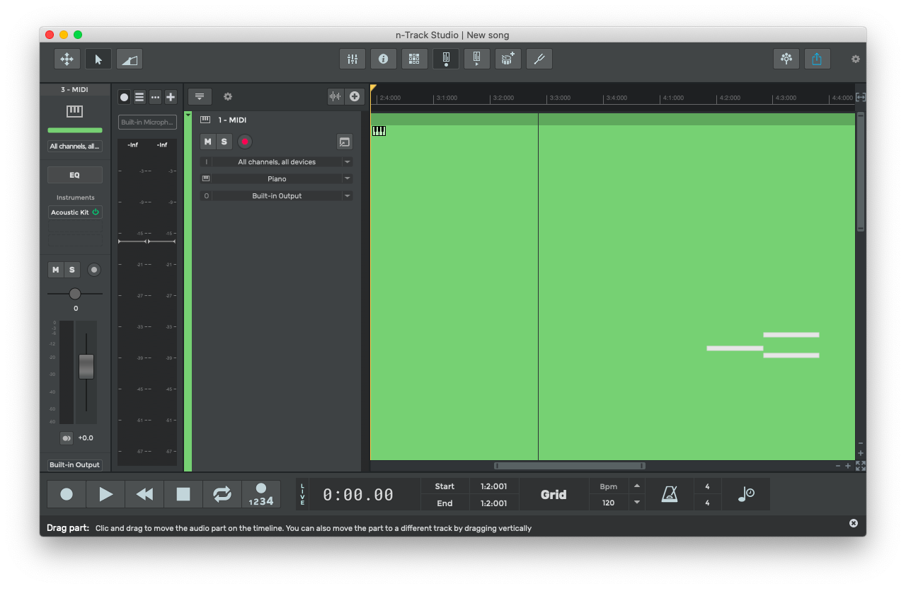 n-Track Studio midi keyboard music Mac