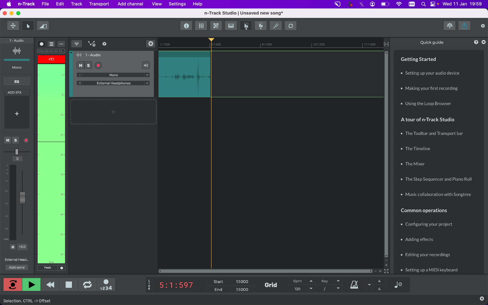 n track studio record audio on mac