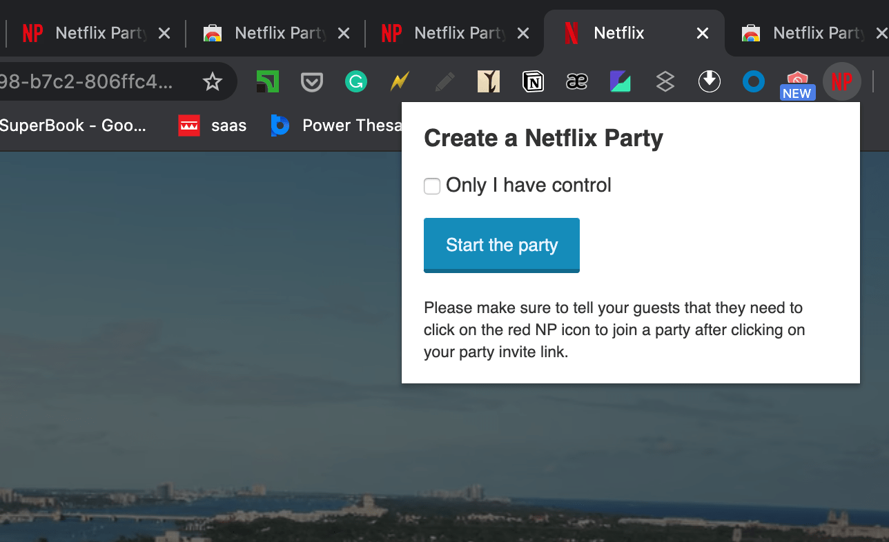 Netflix Party Chrome extension