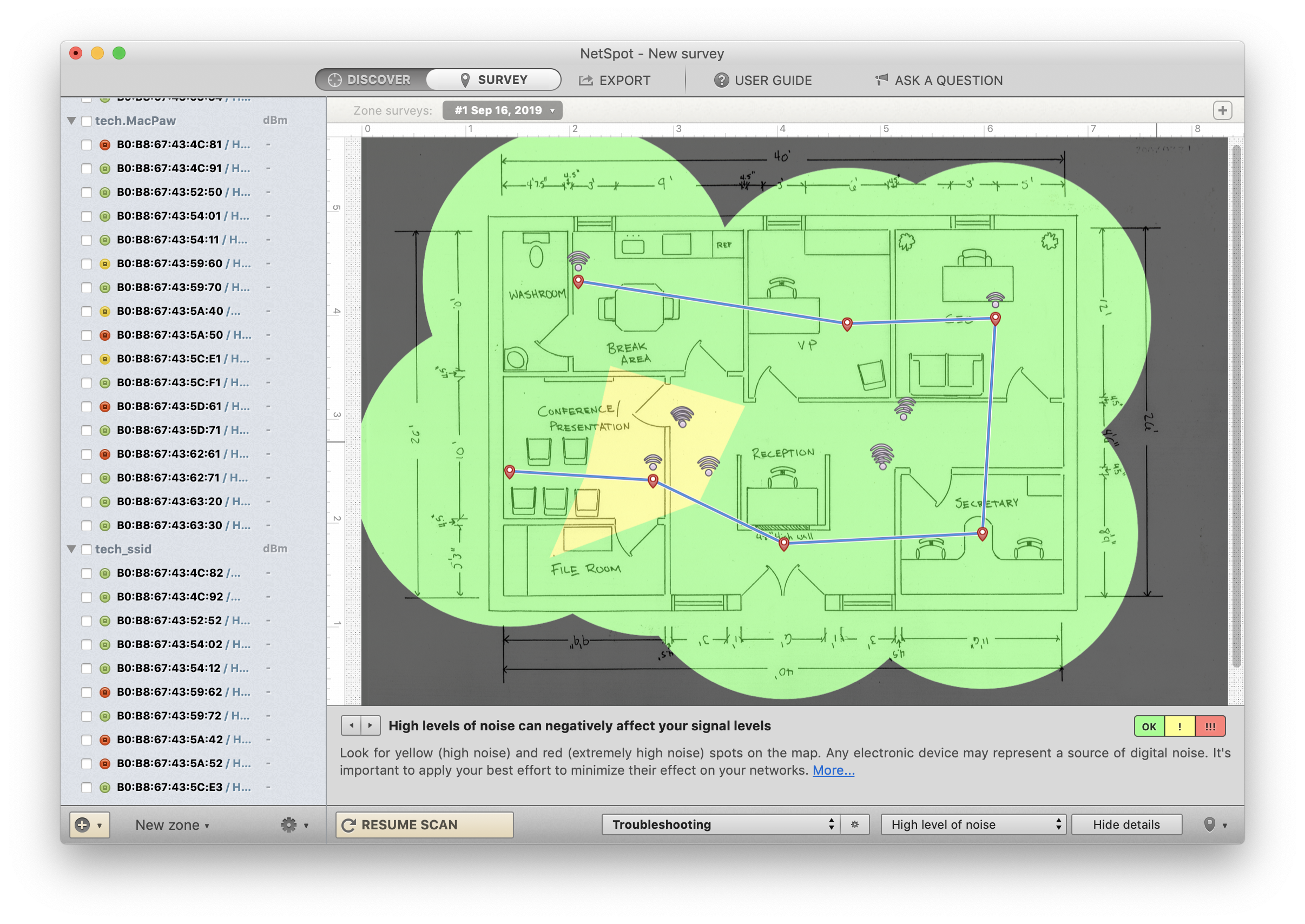 NetSpot troubleshooting feature