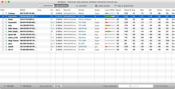 Analyze network with NetSpot