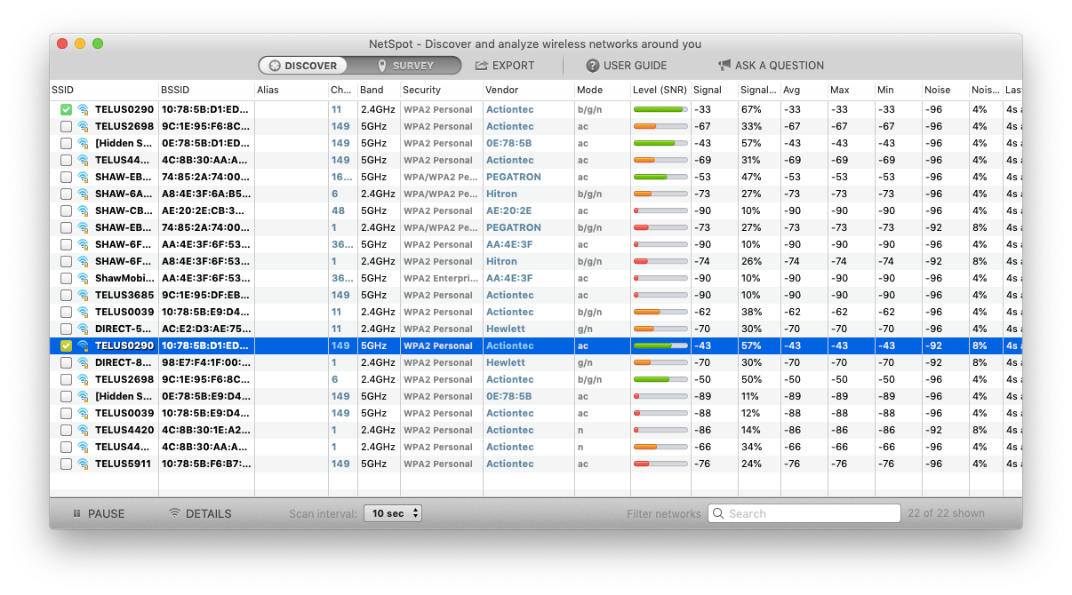 NetSpot WLAN Analyse