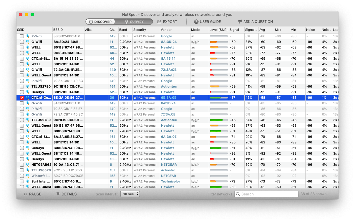 NetSpot wifi connection check Mac