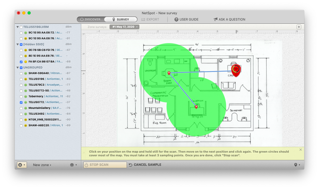 NetSpot WiFi coverage signal check Mac