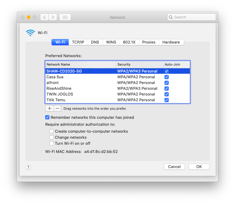 network WiFi order first 5GHz