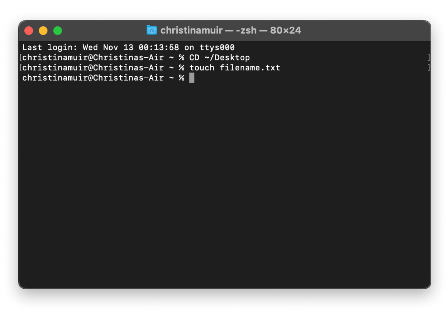 new file through mac terminal