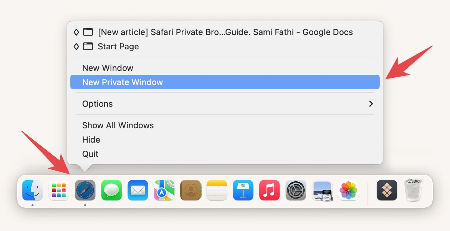 how to open new private window in safari on mac