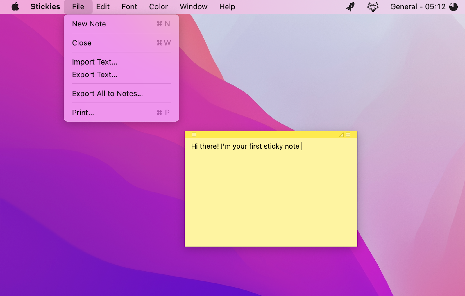 sticky note on mac