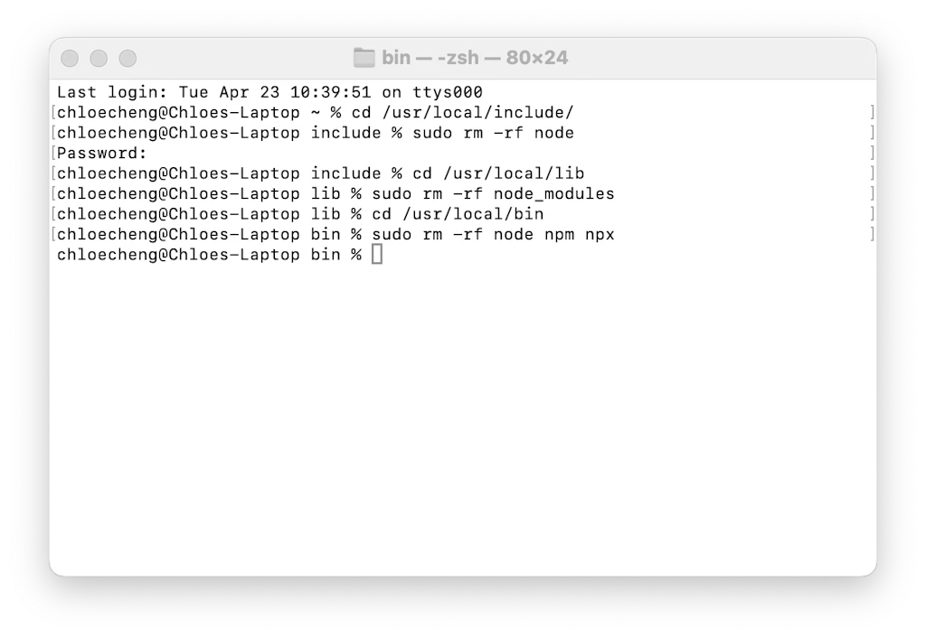 How to uninstall Node.js on a Mac
