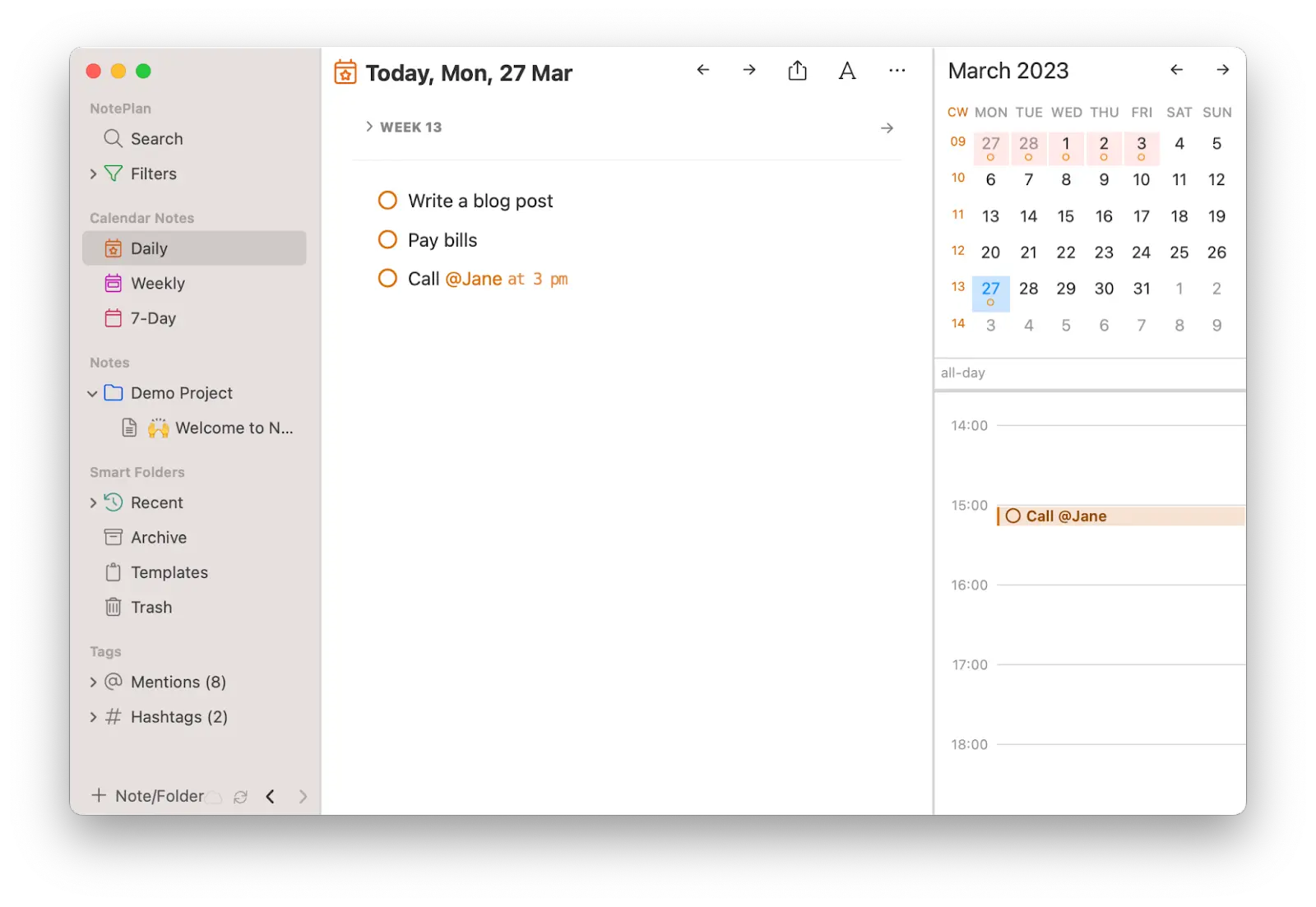 NotePlan, an app to manage day to day notes