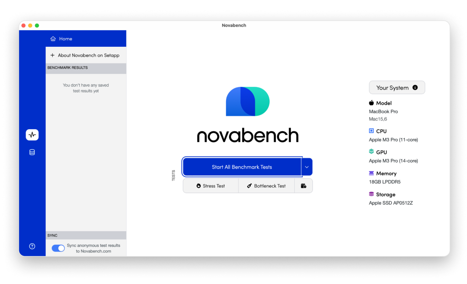 novabench benchmark test run app