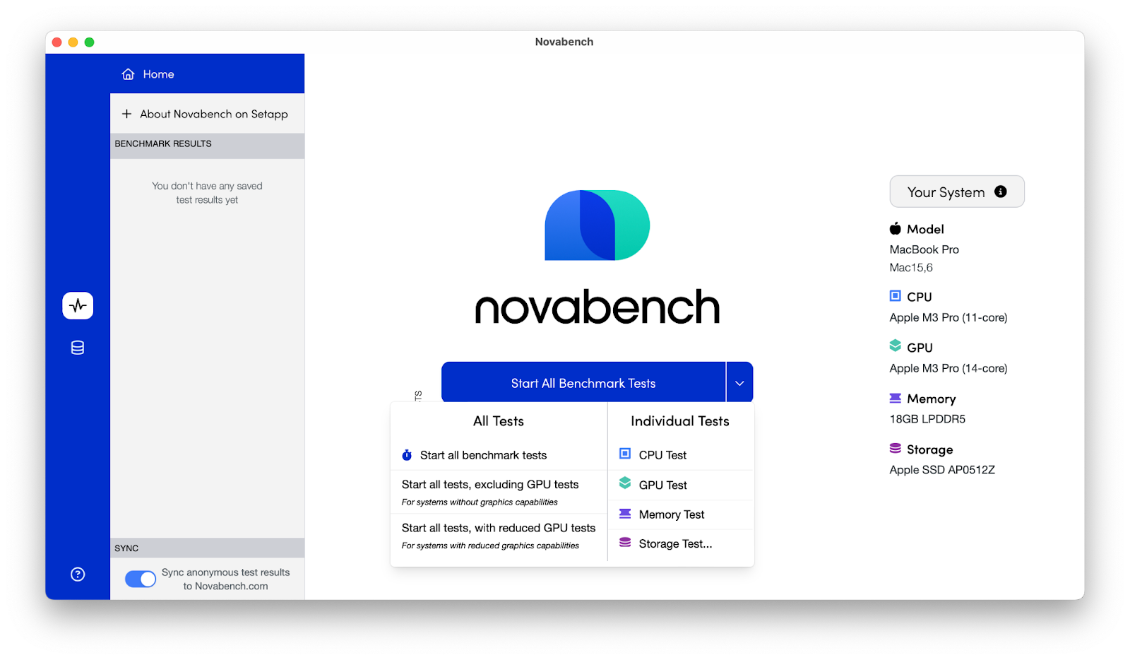 novabench cpu usage test