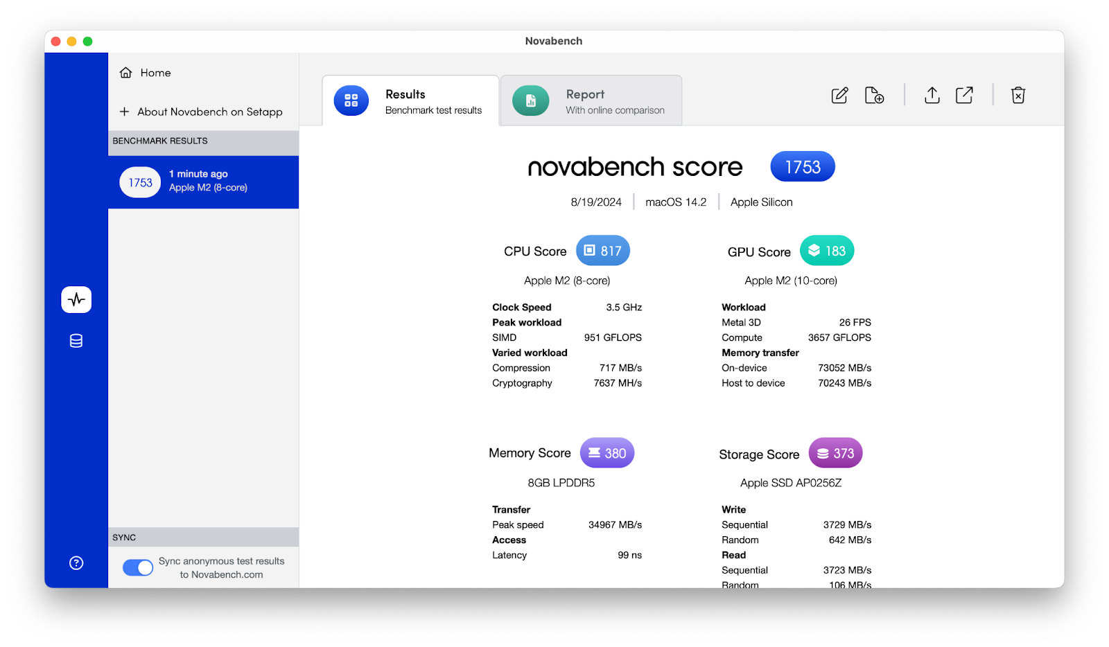 novabench test results