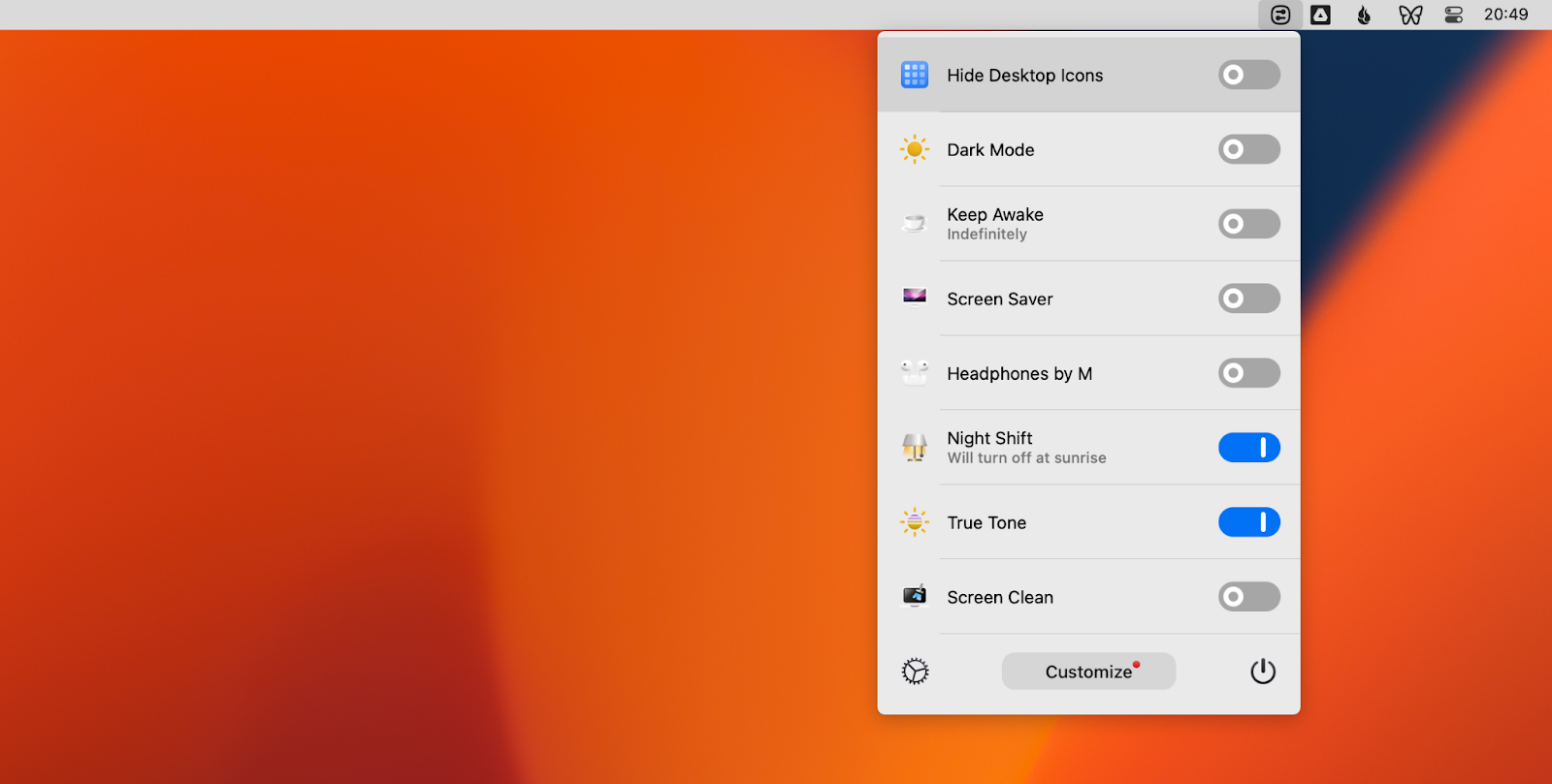 one switch hide desktop icons mac