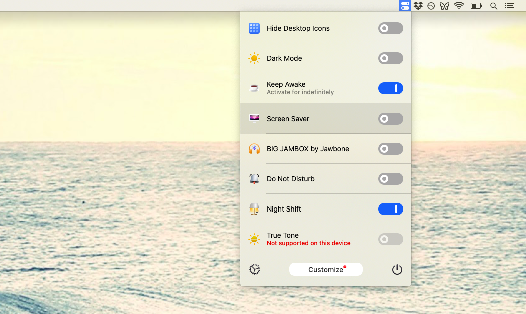 One Switch Mac menu bar lock screen
