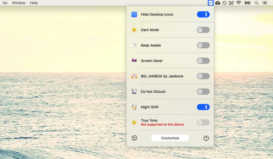 OneSwitch app toggle features Mac