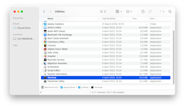 open terminal on mac using finder