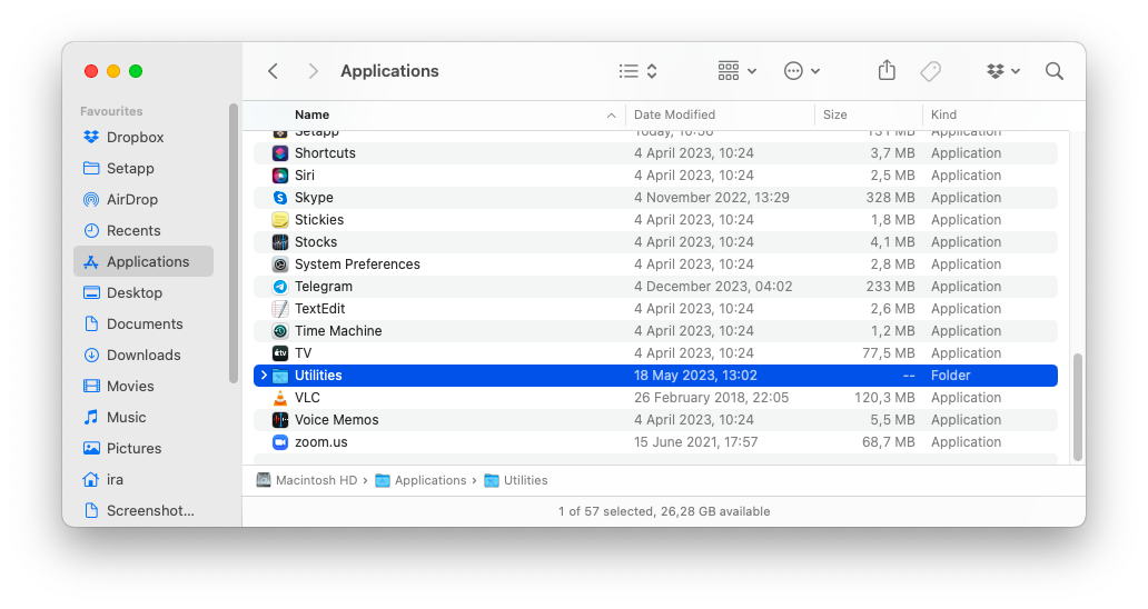 open Terminal from Applications folder
