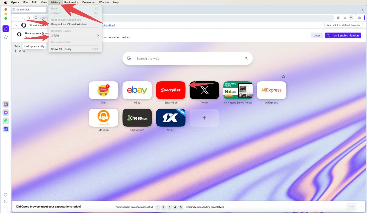 opera reopen closed tabs on mac